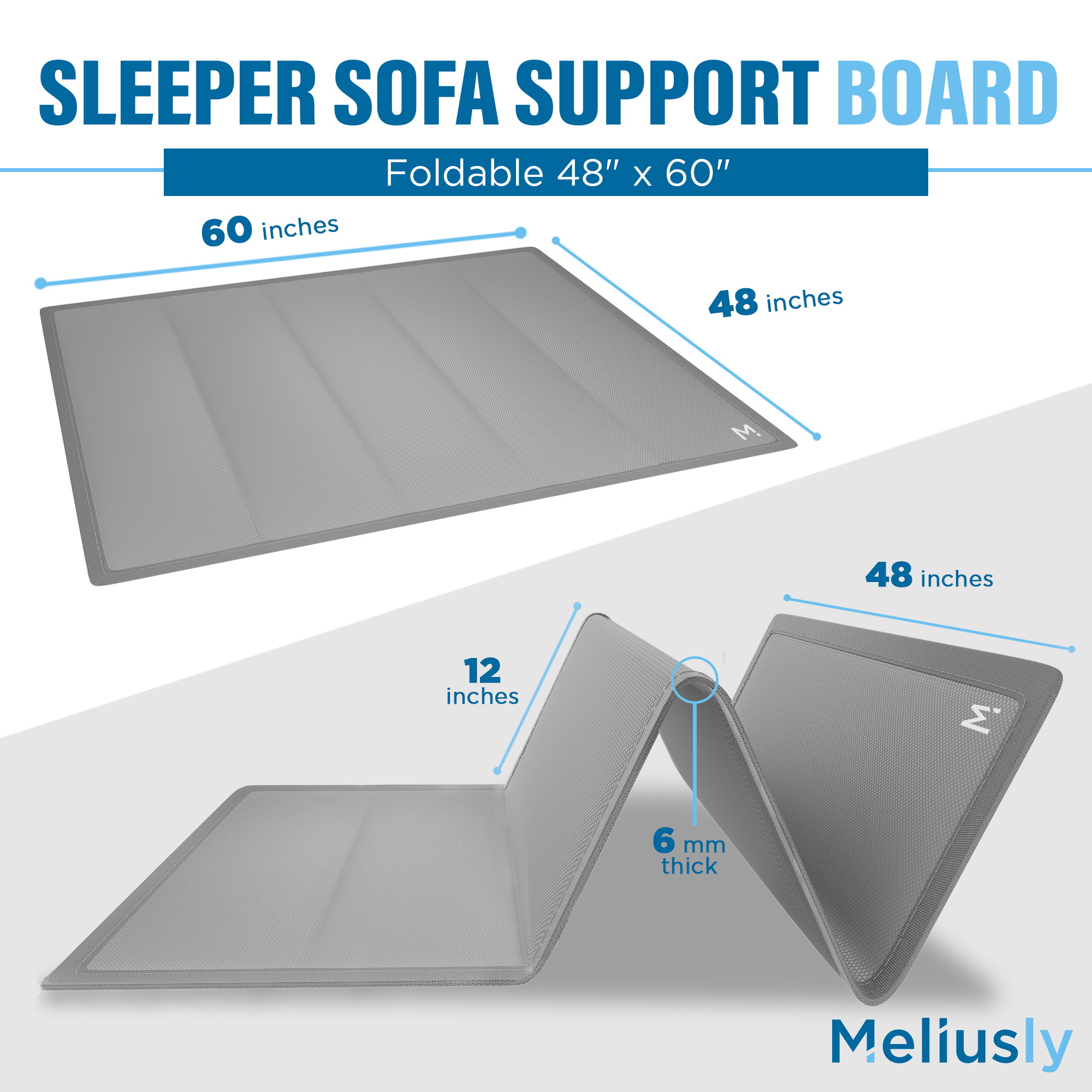 Meliusly® Sofa Cushion Support Board 17x79 Black