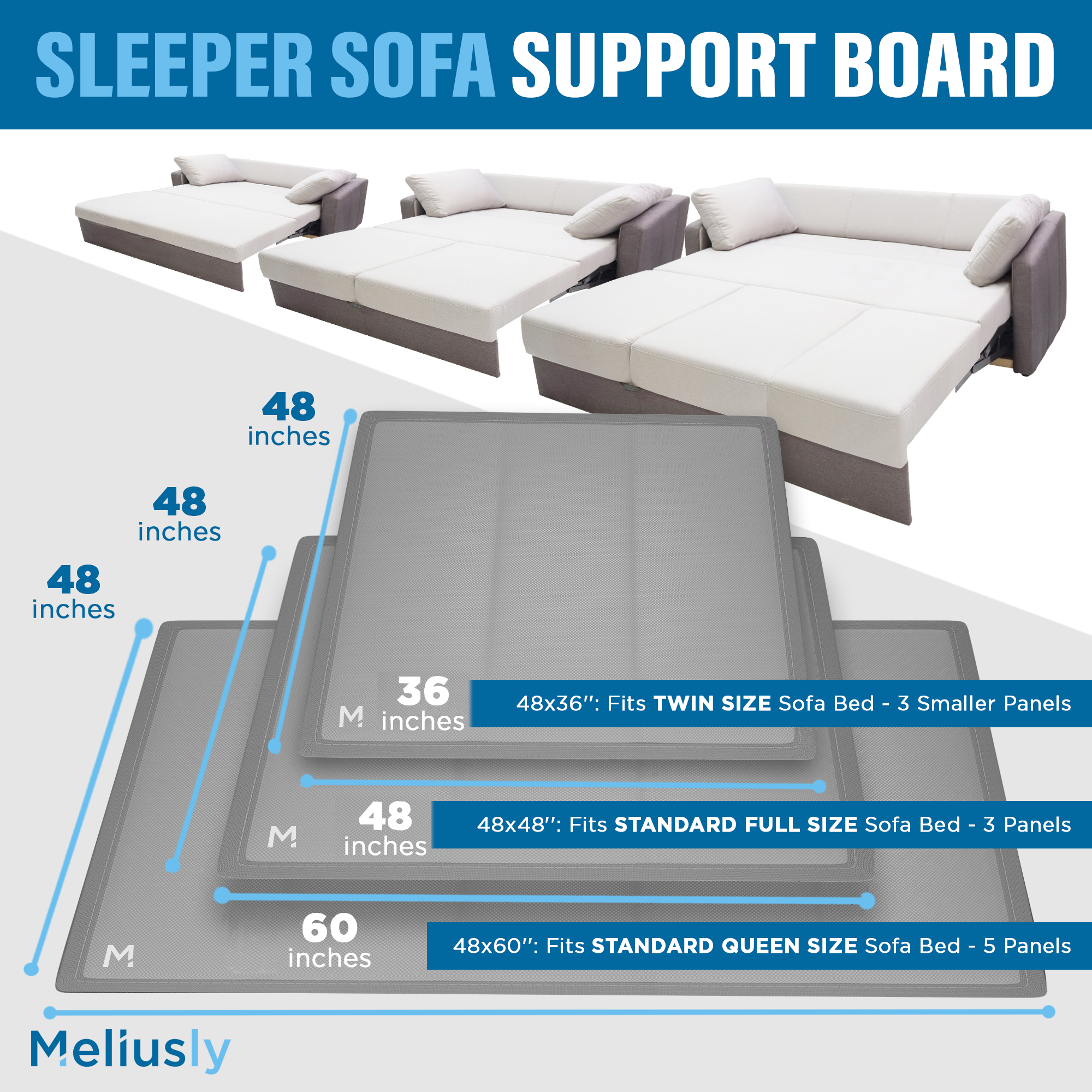 Meliusly® Sofa Cushion Support Board 17x79 Black